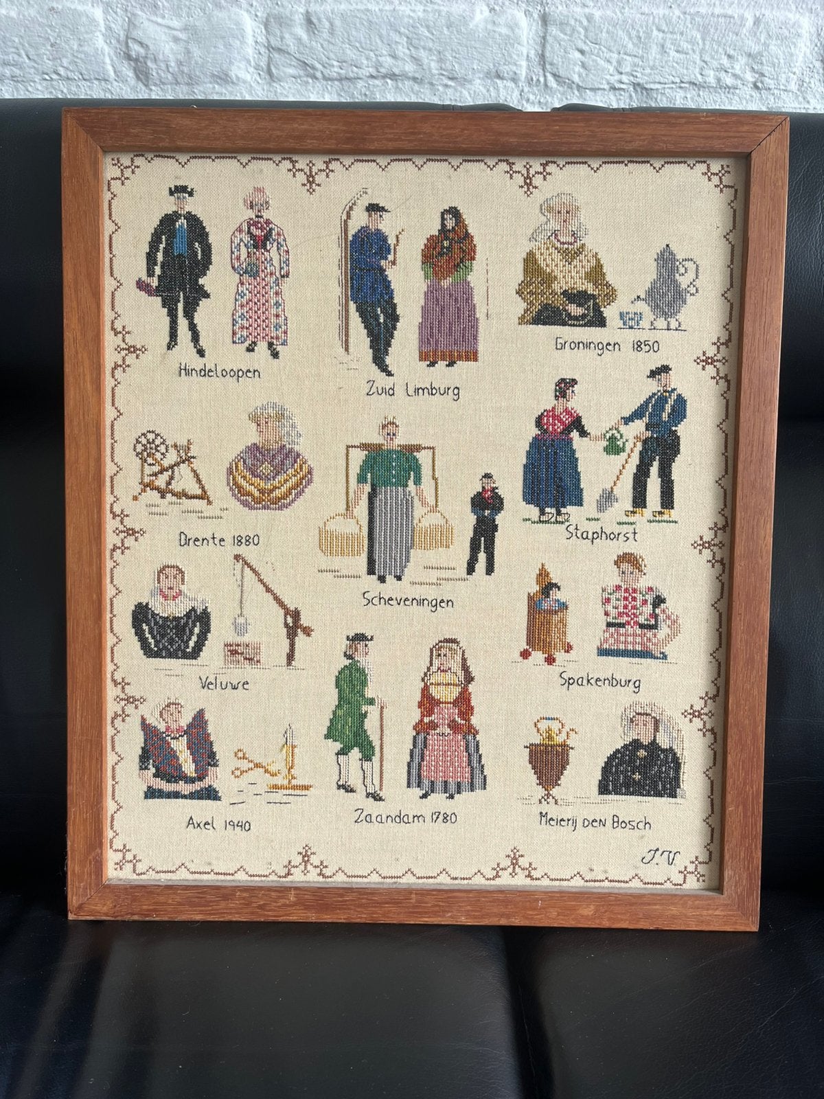 Oudhollands merklap borduren gesigneerd provincien, Meerkleurig, Textiel, Wanddecoratie, Ophalen of Verzenden