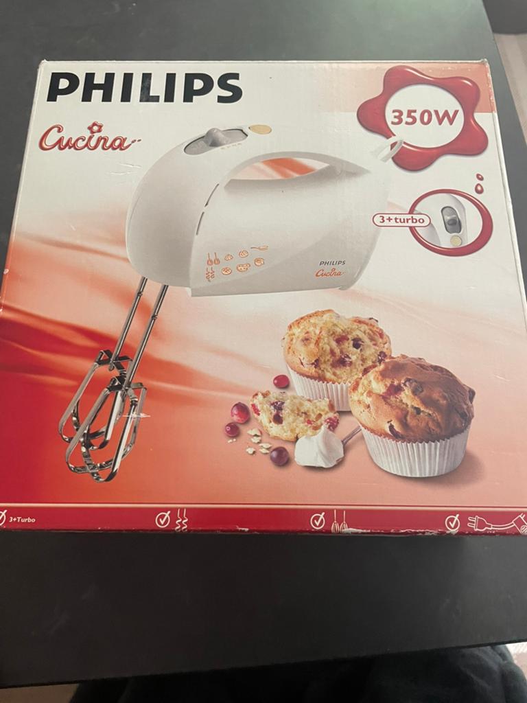 Philips Cucina Handmixer 350W met Turbo - Nieuw in doos, Witgoed en Apparatuur, Keukenmixers, Minder dan 1 liter, Ophalen of Verzenden