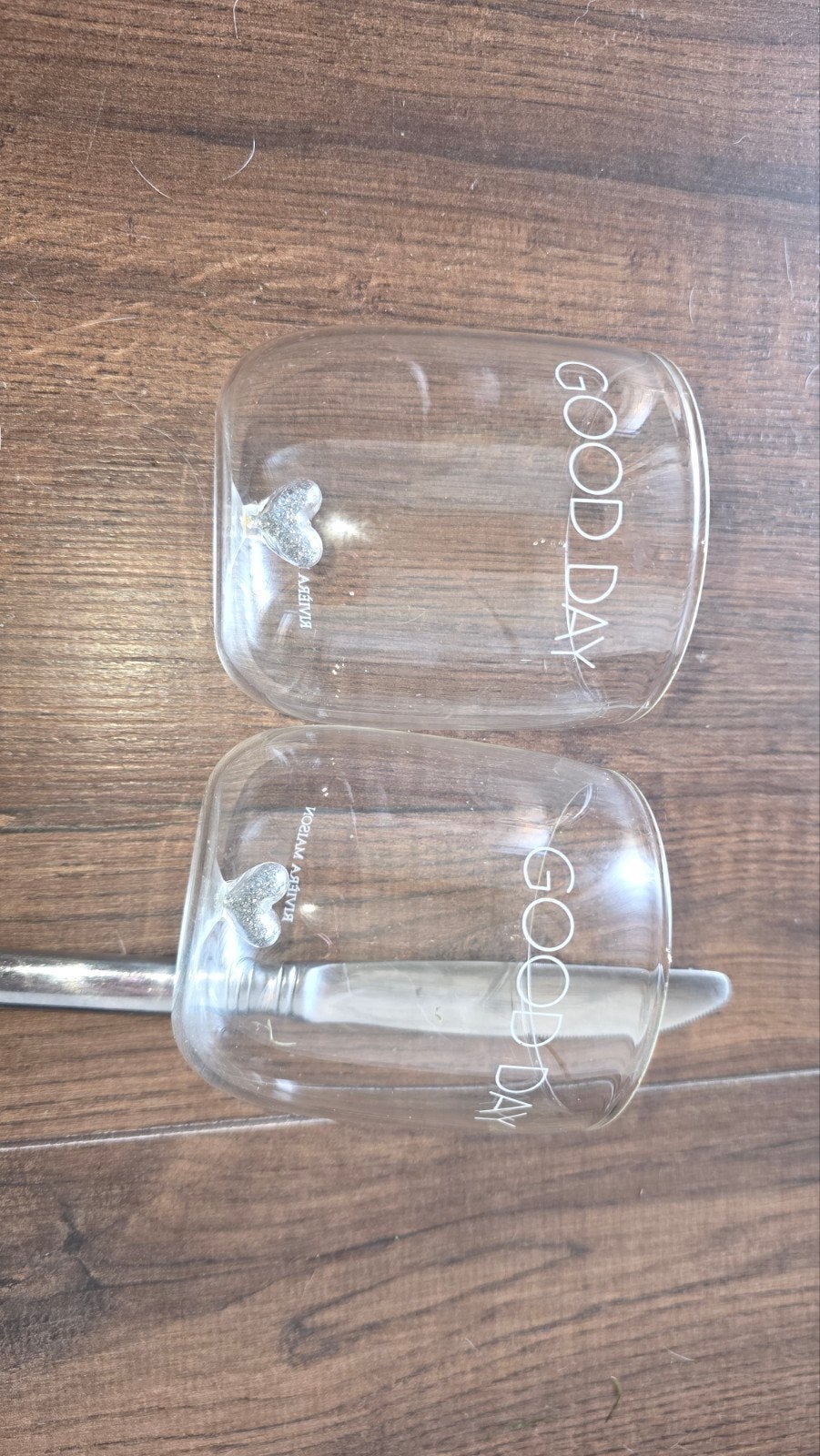 Riviera Maison 'Good Day' glazen met hartje, Glas of Glazen, Overige merken, Ophalen of Verzenden, Modern