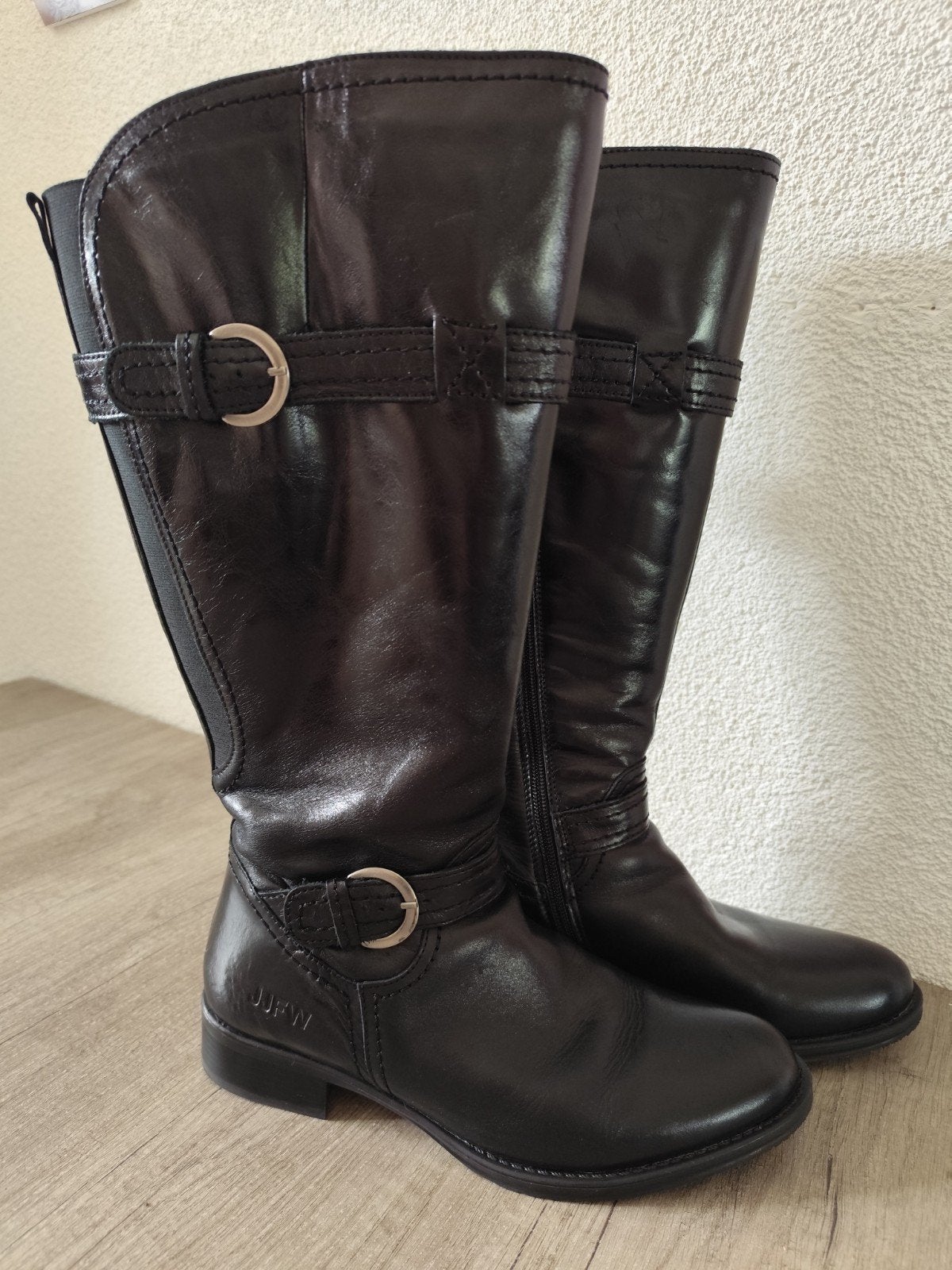 Zwarte leren JJ Footwear hoge laarzen, maat 39, Kleding | Dames, Hoge laarzen, JJFW, Zwart, Nieuw