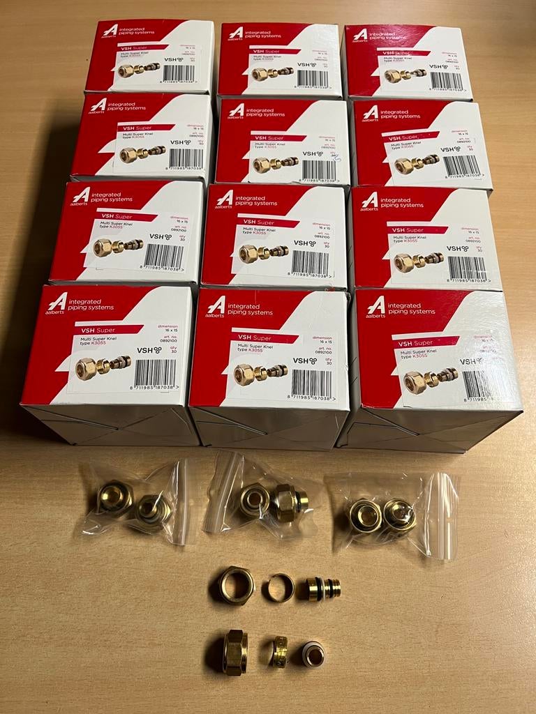 Partij VSH Multi Super Knel insert+ring+moer 16 x 15 mm knel, Ophalen of Verzenden, Nieuw, Koper, Overige typen