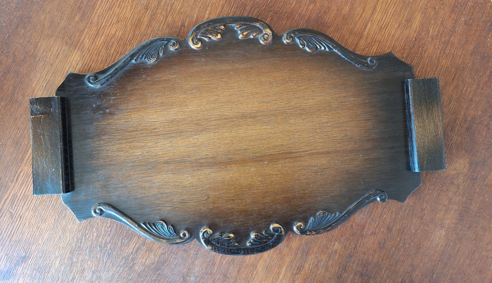 Tweekleurig houten dienblad in florentijns model, Huis en Inrichting, Woonaccessoires | Dienbladen, Ophalen of Verzenden, Gebruikt