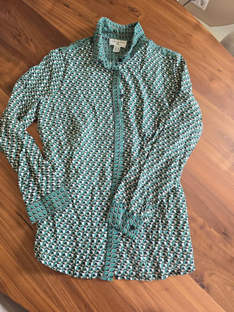 Rick Cardona Blouse met Geometrische Print - Maat 42/44 (L), Maat 42/44 (L), Ophalen of Verzenden, Zo goed als nieuw, Groen