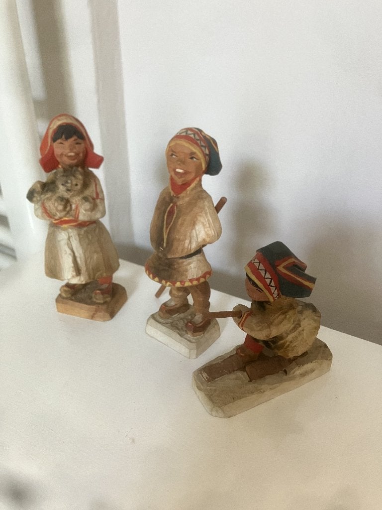3 Vintage Sami figuren uit Noorwergen. Merk Henning, Ophalen of Verzenden, Zo goed als nieuw