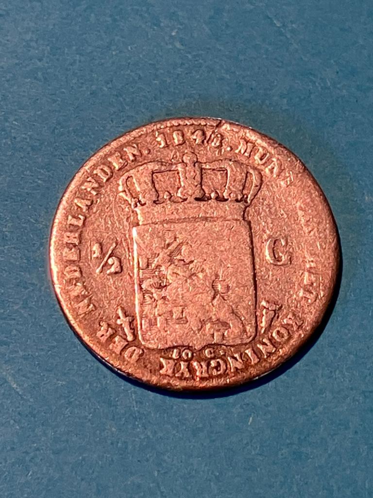 1/2 gulden uut 1848, Postzegels en Munten, Munten | Nederland, Ophalen of Verzenden, Koning Willem II, 1 gulden