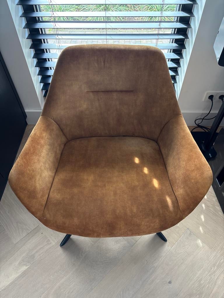 Design zetel - zo goed als nieuw, Huis en Inrichting, Stoelen, Zo goed als nieuw, Eén, Stof, Bruin, Ophalen