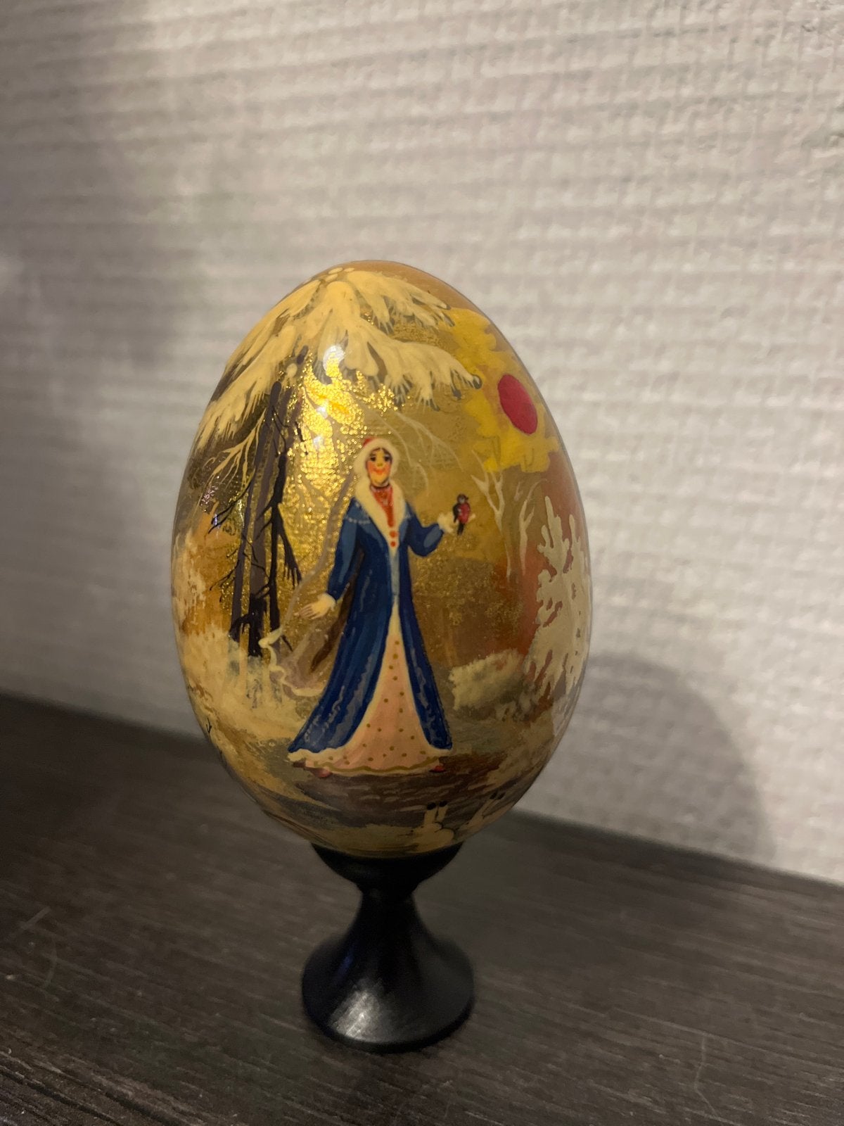 Handgeschilderd Russisch ei - Wintertafereel, Antiek en Kunst, Ophalen of Verzenden