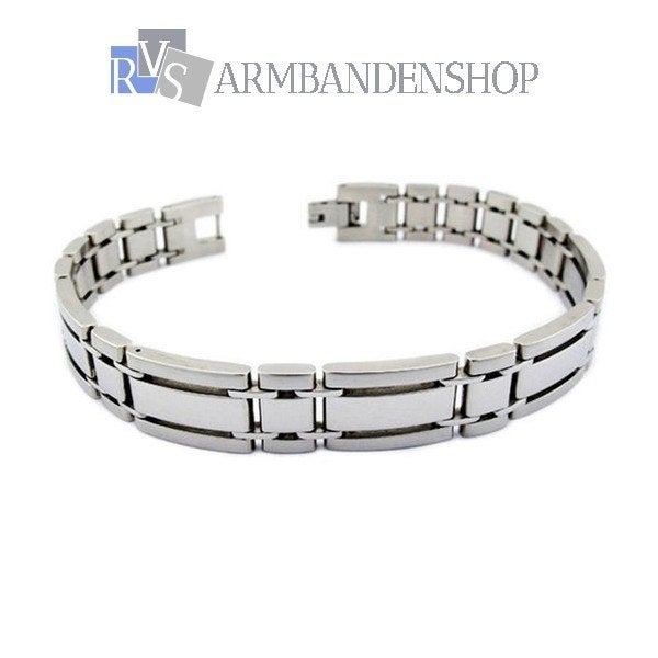 Rvs zilver armband staal stainless steel heren / dames, Verzenden, Nieuw, Zilver, Staal