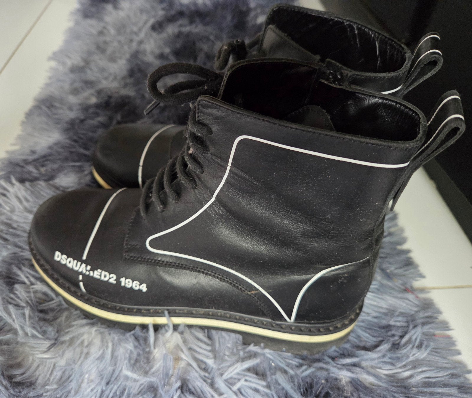 Dsquared2 1964 Zwarte Leren Enkellaarzen Maat 36, Zwart, Lage of Enkellaarzen, Ophalen of Verzenden, Zo goed als nieuw