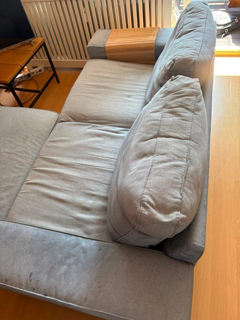 Bankstel met poef en tafel, Huis en Inrichting, Banken | Bankstellen, Ophalen, Gebruikt, 150 tot 200 cm, Tweepersoons
