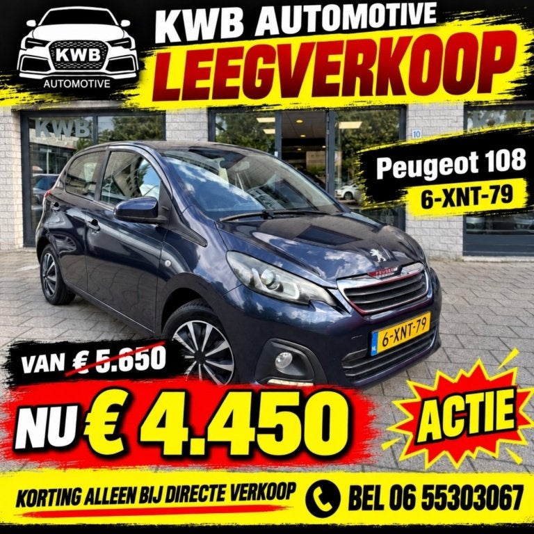 Peugeot 108 1.0 e-VTi 5-deurs | Airco | Nieuwe koppeling | B, Auto's, Start-stop-systeem, Euro 5, Gebruikt, 31 €/maand