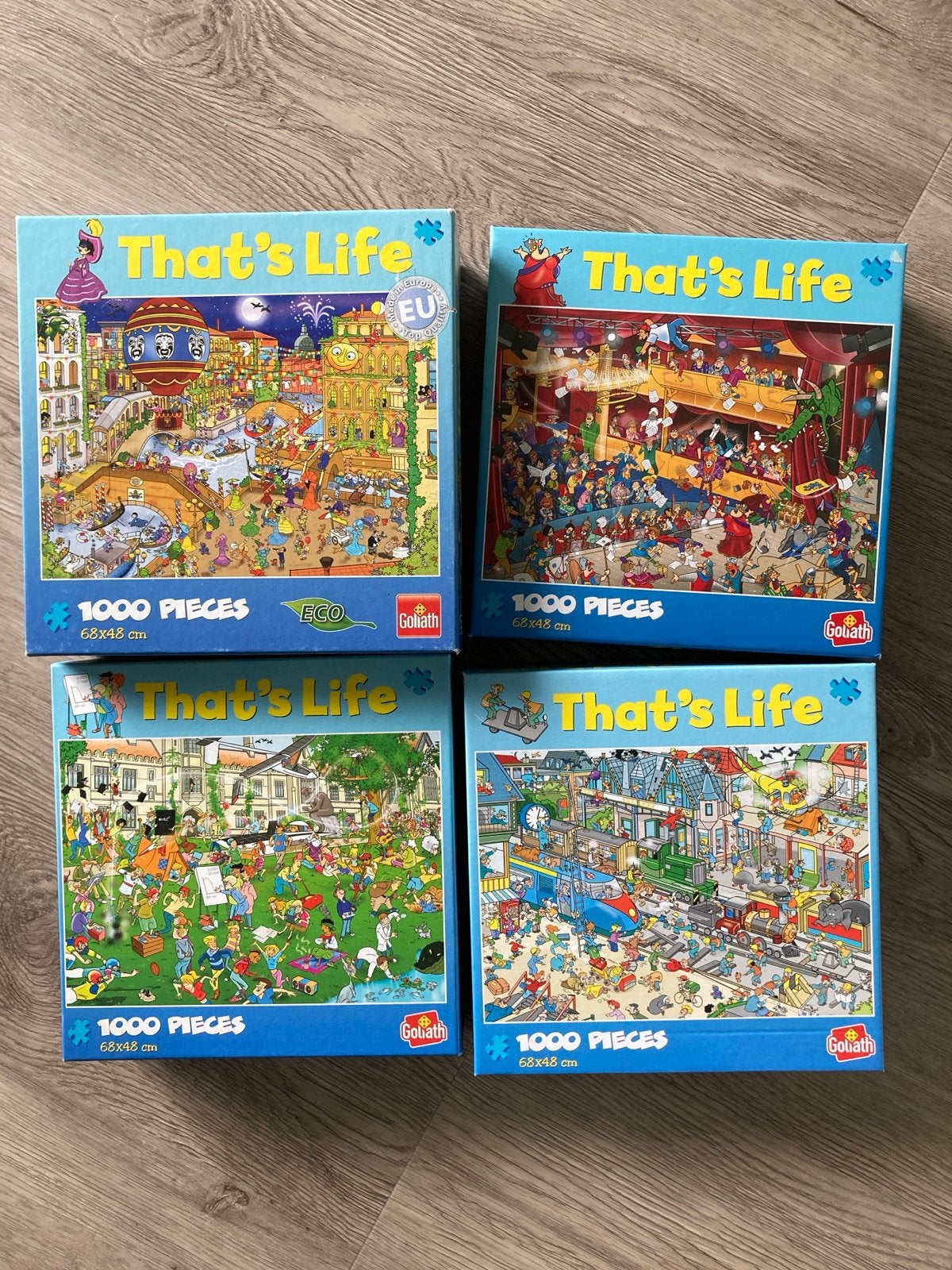 4x That's Life Puzzels 1000 stukjes Goliath, Ophalen of Verzenden, 500 t/m 1500 stukjes, Gebruikt, Legpuzzel