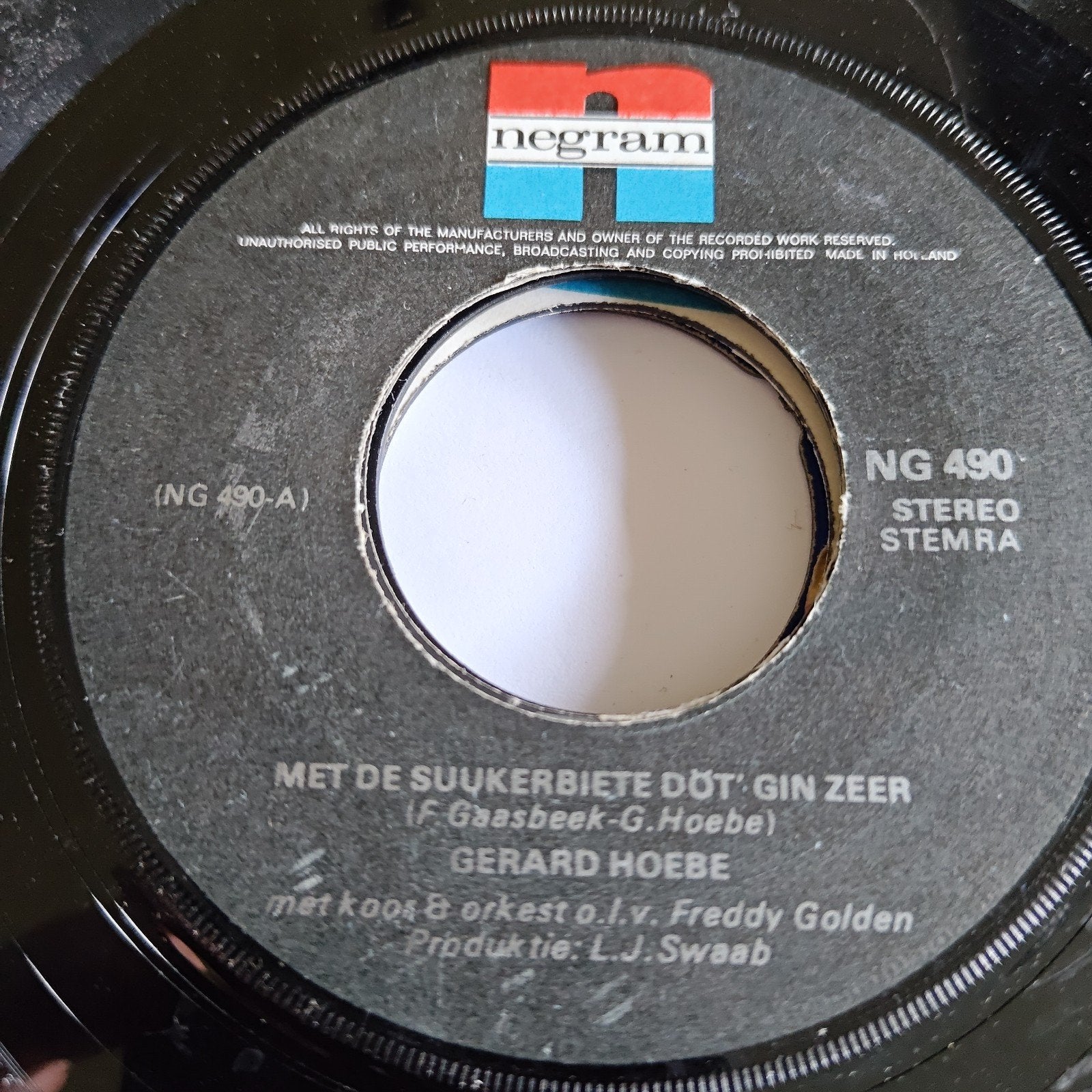 Gerard Hoebe  Met De Suukerbiete Dot Gin Zeer(7 inch single, Gebruikt, 7 inch, Ophalen of Verzenden, EP