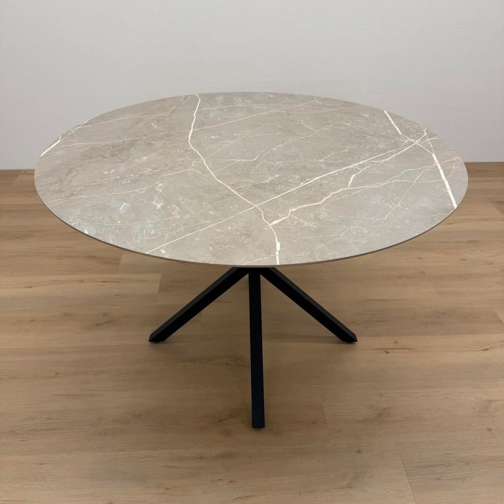 Ronde eettafel HPL Marmor Lugano 120cm - Direct Leverbaar, Rond, Ophalen of Verzenden, Zo goed als nieuw, Info@betaalbaar-design.nl