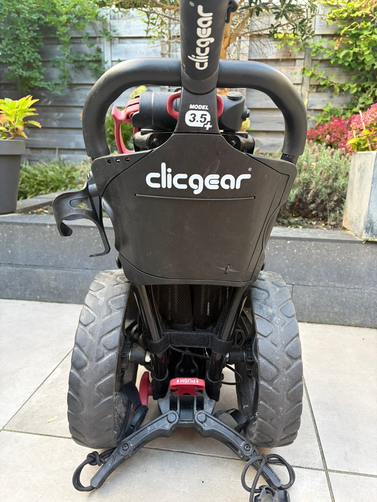 Clicgear 3.5+ golftrolley met parapluhouder bekerhouder, Ophalen of Verzenden, Zo goed als nieuw, Golfkar