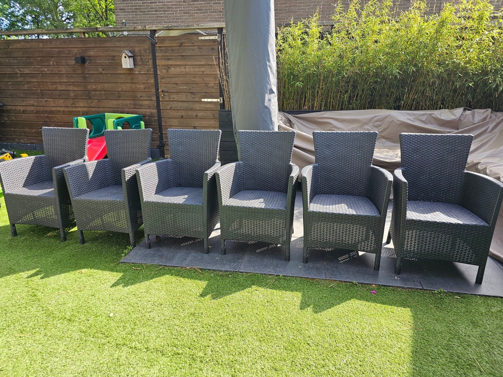 Allibert tuinstoelen wicker grijs (6 stuks), Ophalen, Gebruikt, Kunststof