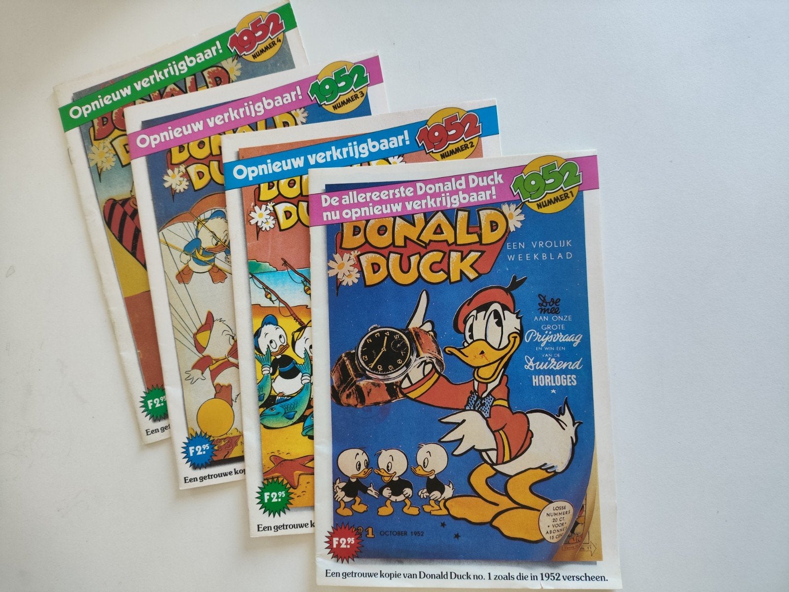Donald Duck Reeks: Nummers 1, 2, 3, 4 (heruitgave 1952), Complete serie of reeks, Ophalen of Verzenden, Zo goed als nieuw