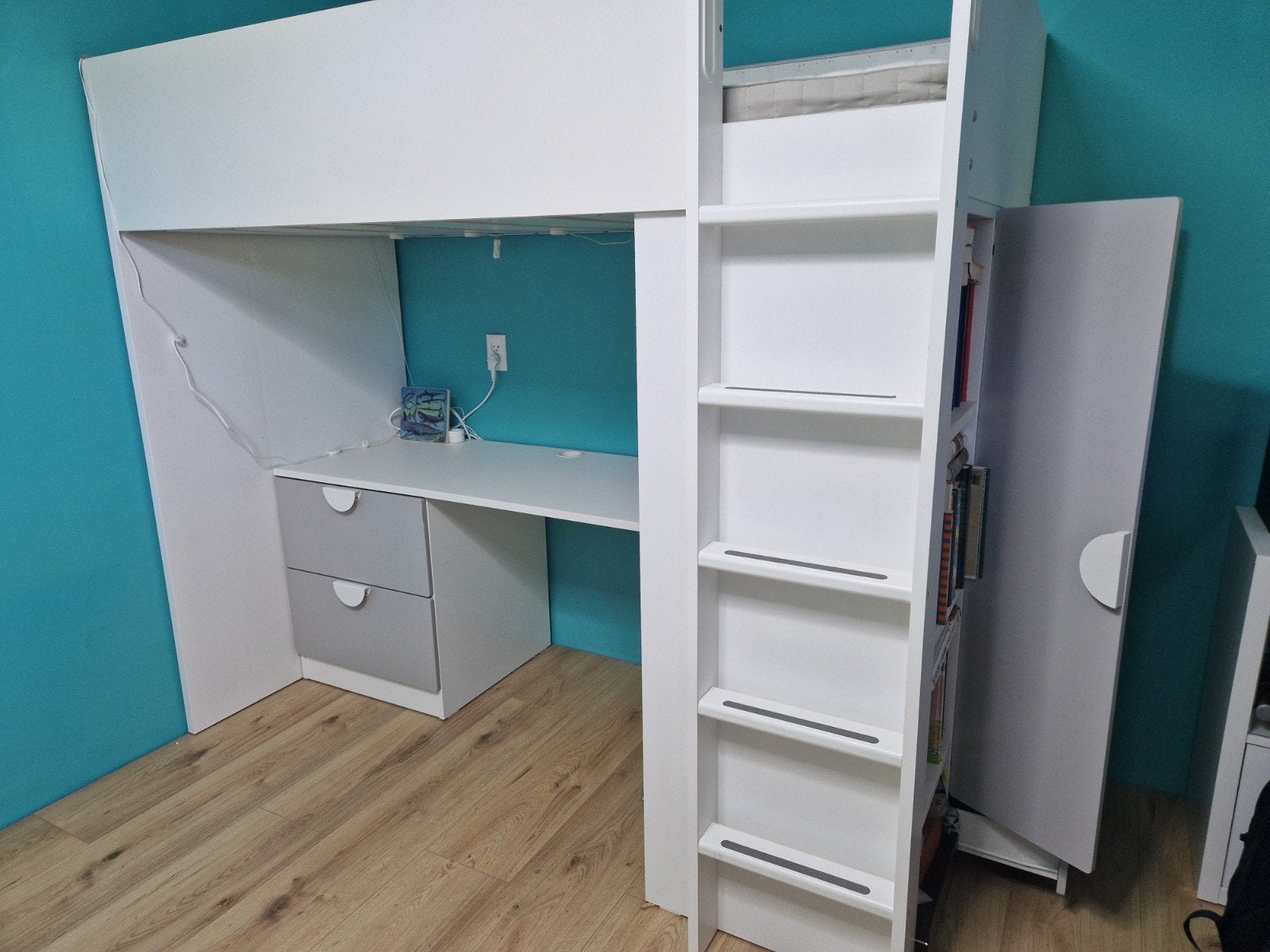 Hoogslaper Ikea Stuva (nu SMASTAD) met verlichting, Ophalen, Gebruikt, Eenpersoons, 210 cm