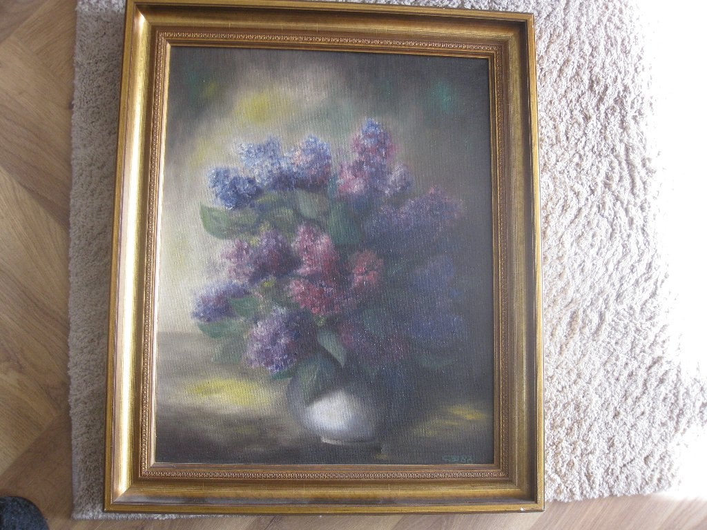 Stilleven, vaas met Hortensia's. Gesigneerd. Mooie lijst., Antiek en Kunst, Kunst | Schilderijen | Klassiek, Ophalen of Verzenden