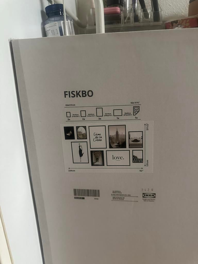 IKEA FISKBO Fotolijsten Set - 9 Lijsten, Zwart/Wit, Huis en Inrichting, Woonaccessoires | Lijsten, Ophalen, Nieuw, 125 cm of meer
