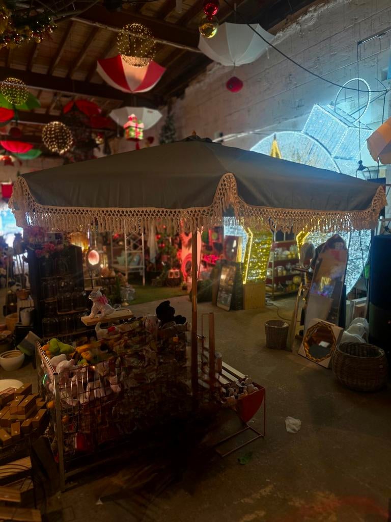 Volantes Ibiza parasol kaki 3m nieuw in doos, Tuin en Terras, Ophalen of Verzenden, Nieuw, Stokparasol