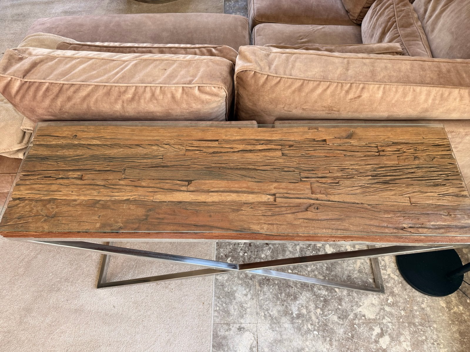 Richmond Interiors Console Tafel Hout & Metaal, 100 tot 150 cm, Ophalen of Verzenden, Zo goed als nieuw, Overige houtsoorten