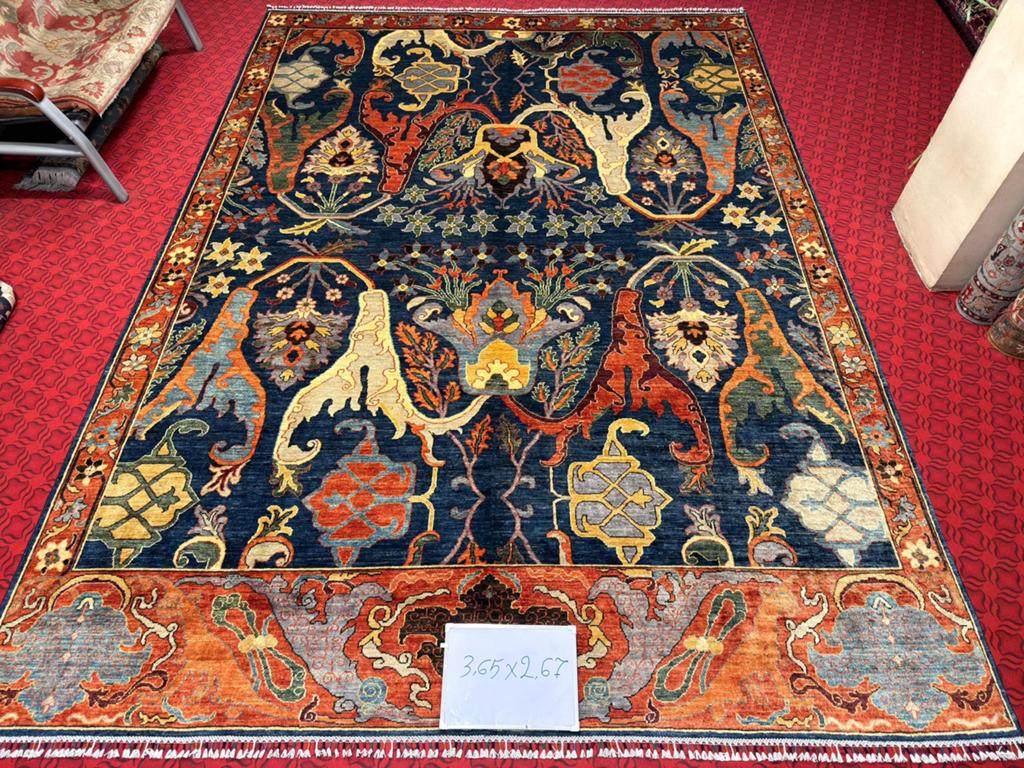 Vintage Perzisch vloerkleed, Blauw, 200 cm of meer, Ophalen of Verzenden, Zo goed als nieuw