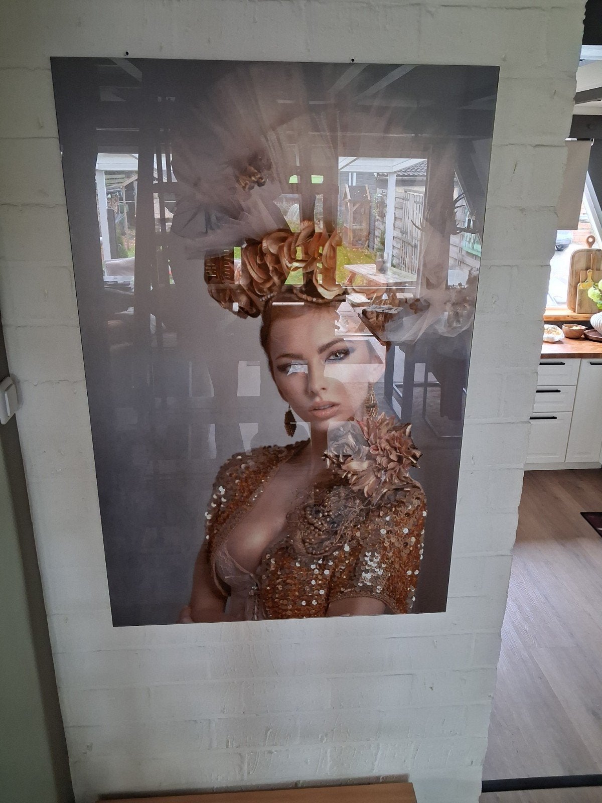 Prachtig glaskunst schilderij in perfecte staat, Ophalen, Zo goed als nieuw, Schilderij, 75 tot 100 cm