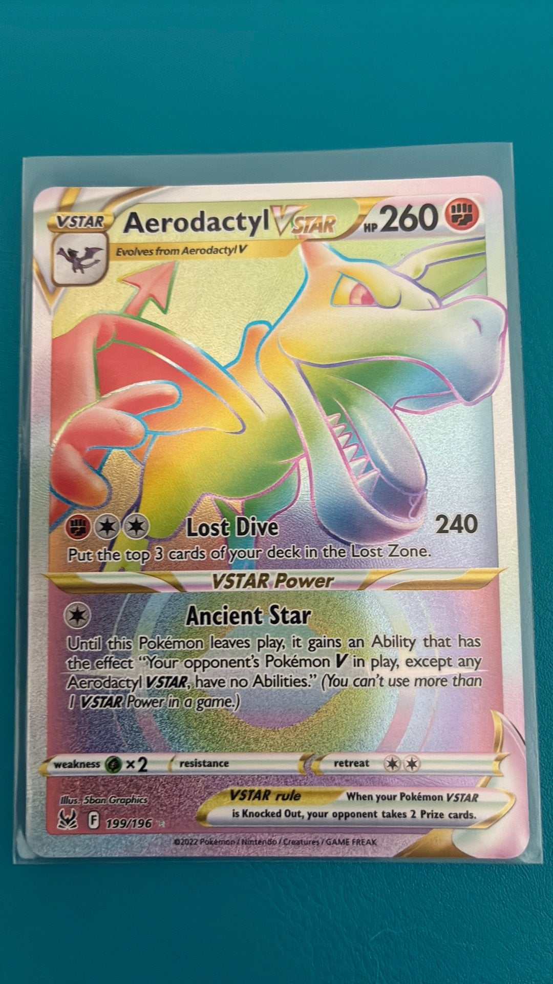Aerodactyl Vstar rainbow 199 - Lost Origin, Ophalen, Zo goed als nieuw