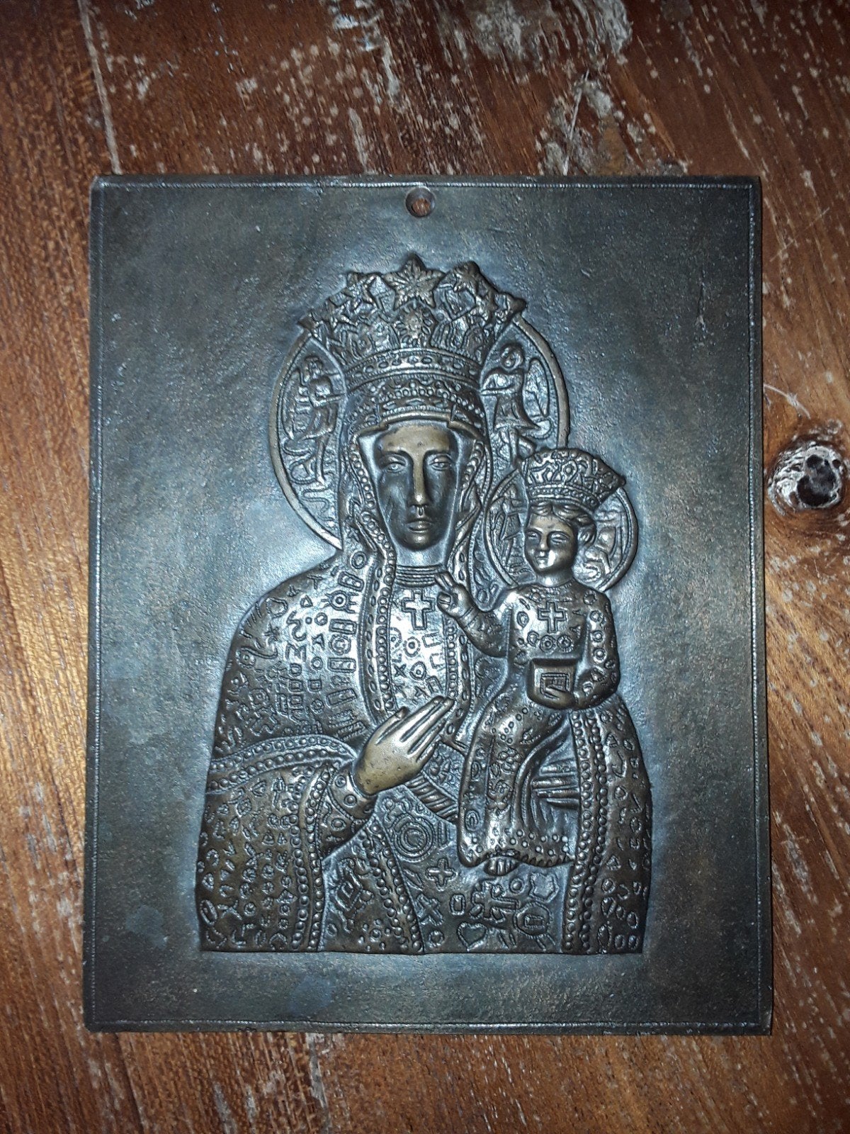 Verbronsd icoon, Antiek en Kunst, Antiek | Religie, Ophalen of Verzenden