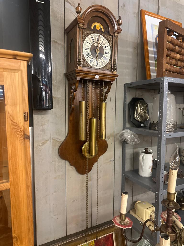 Antieke Wandklok met Gewichten - Klassieke Houtbewerking, Ophalen
