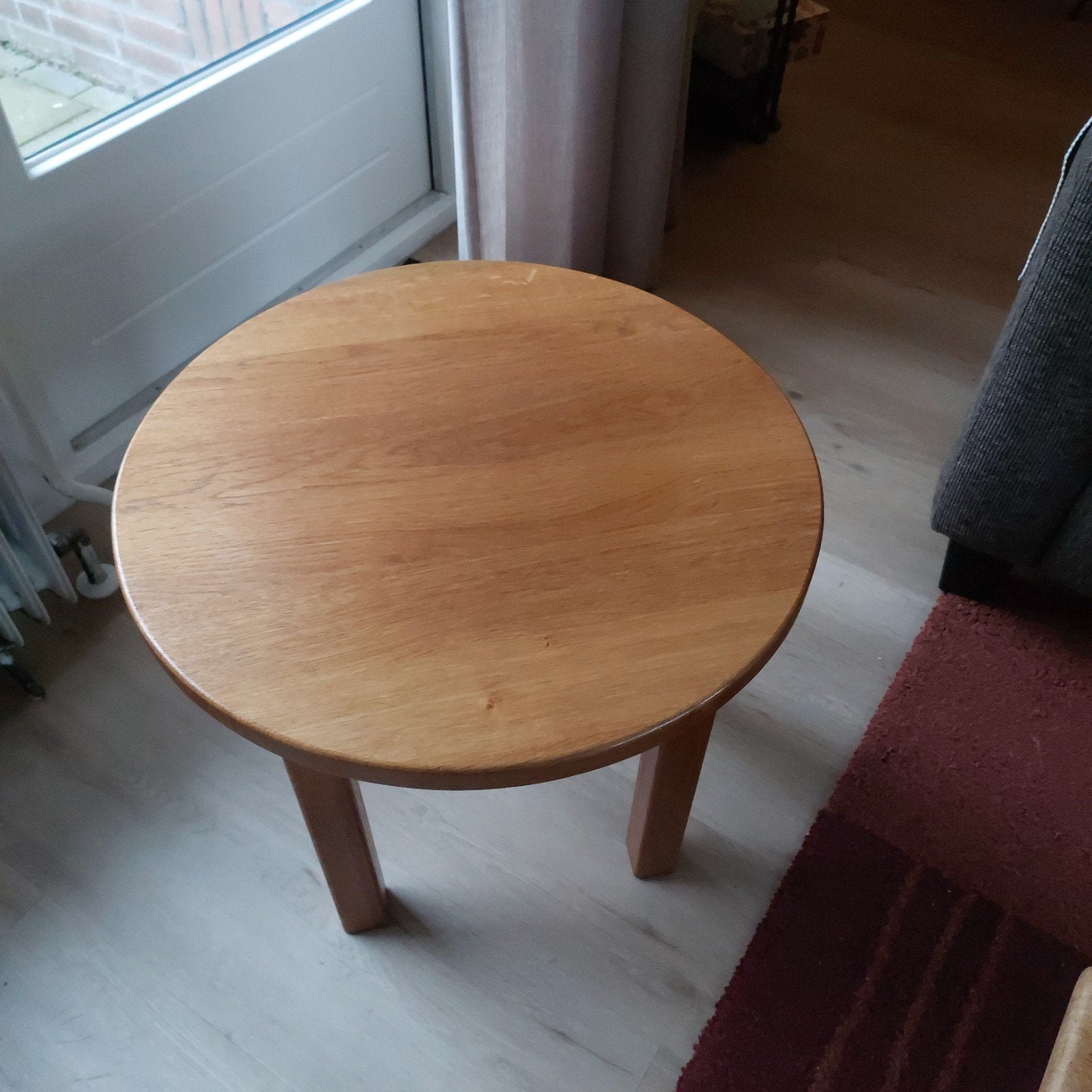 Massief blank eiken salontafeltje - Rond, 45 tot 60 cm, Gebruikt, Rond, Ophalen of Verzenden