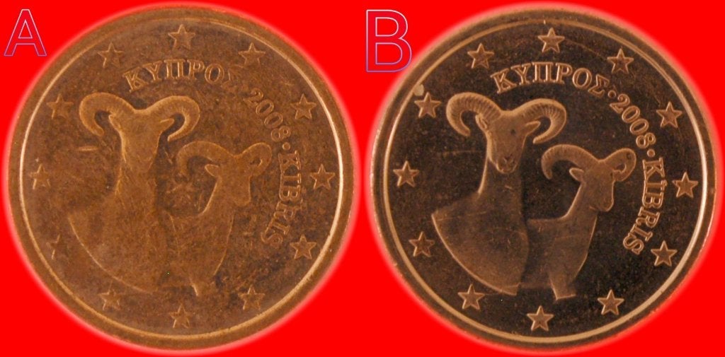 Ⰺ TWO VARIETIES FINLAND: CYPRUS 2 CENTS 2008 DIES A and B!, Postzegels en Munten, Munten | Europa | Euromunten, Ophalen of Verzenden