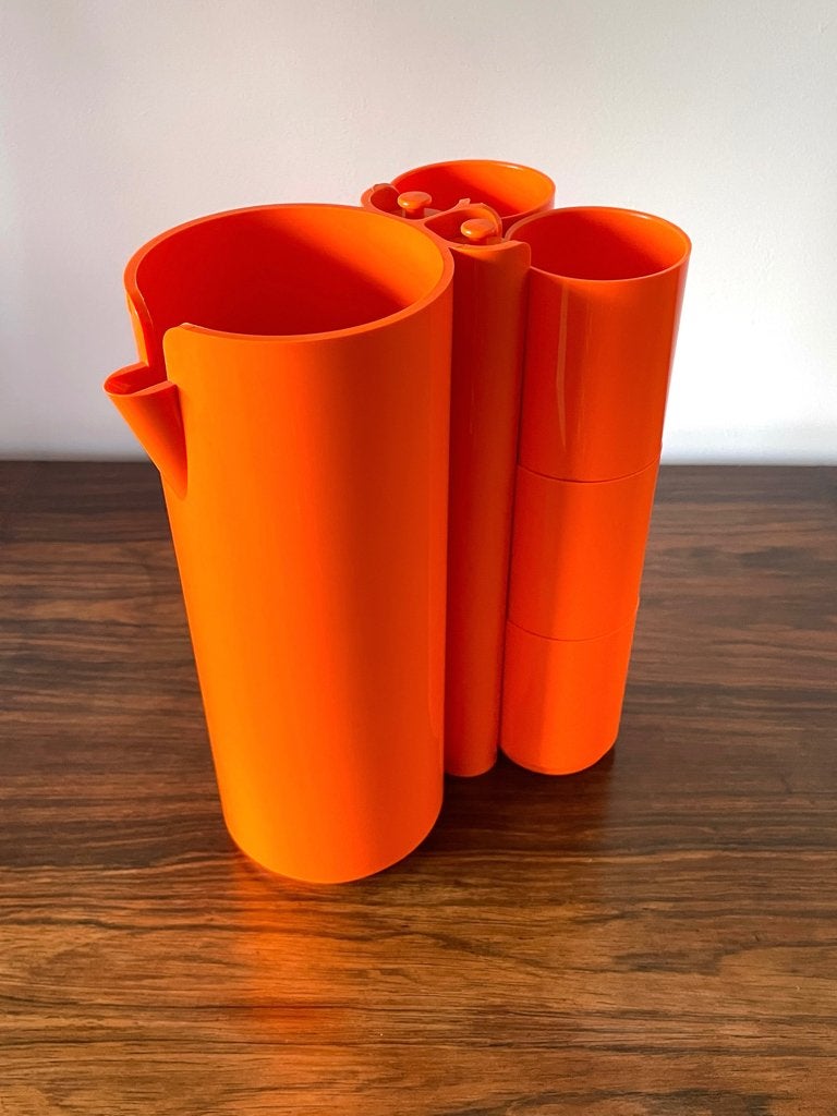70s vintage Franse sapservies Set 9 of Orangeade van Vitrac, Verzamelen, Retro, Ophalen of Verzenden, Huis en Inrichting