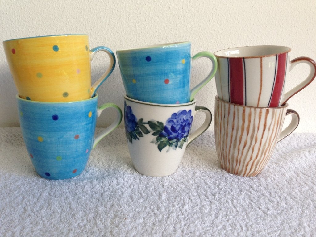 ☕6 Senseo Vic's Hand Painted Koffie Kopjes., Overige merken, Keramiek, Ophalen of Verzenden, Zo goed als nieuw