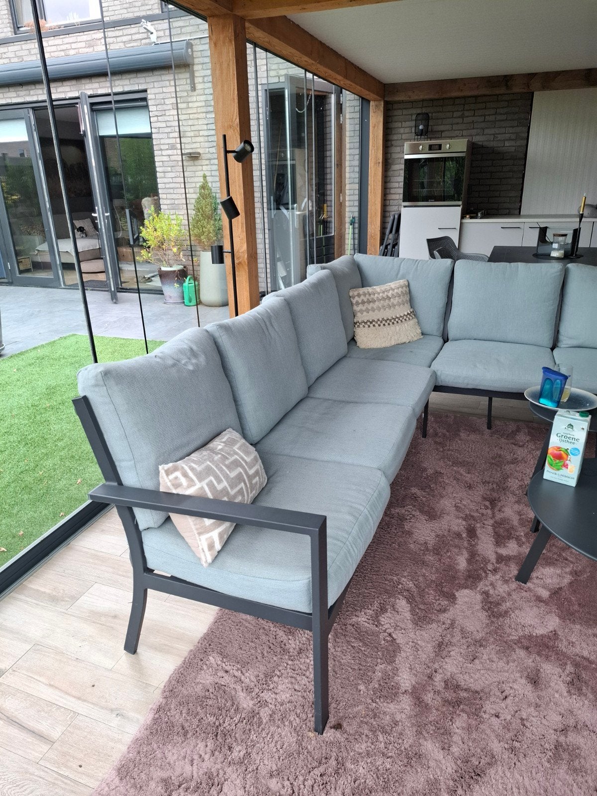loungeset licht blauw, Ophalen, Gebruikt, 6 zitplaatsen, Aluminium