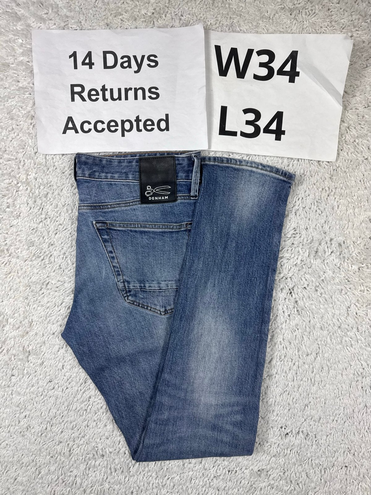 Denham Razor Slim Fit Jeans - Blauw - W34 L34, Blauw, Ophalen of Verzenden, H, N