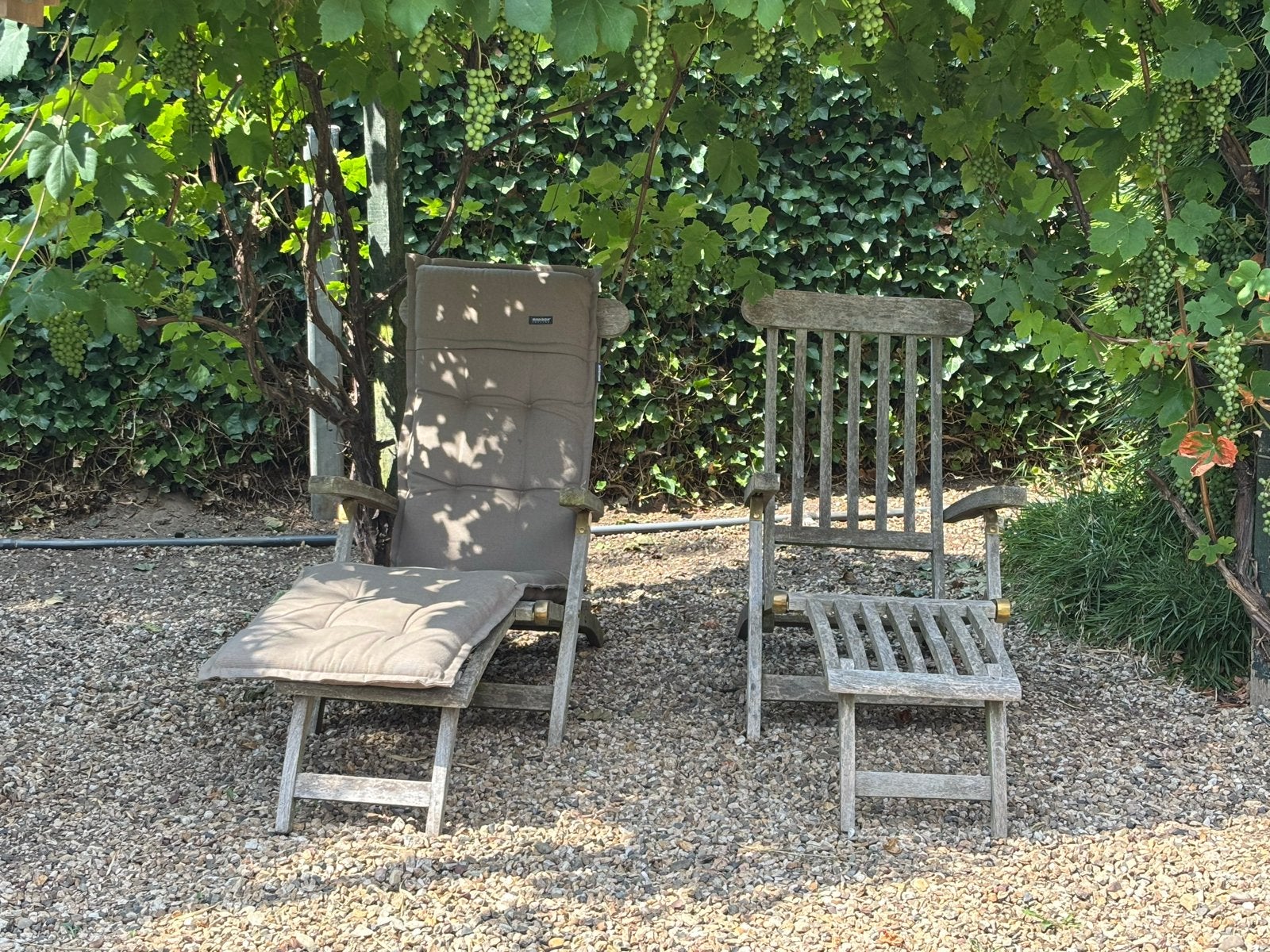Teakhouten Deckchairs - Set van 2, Ophalen, Gebruikt, Teakhout, Inklapbaar