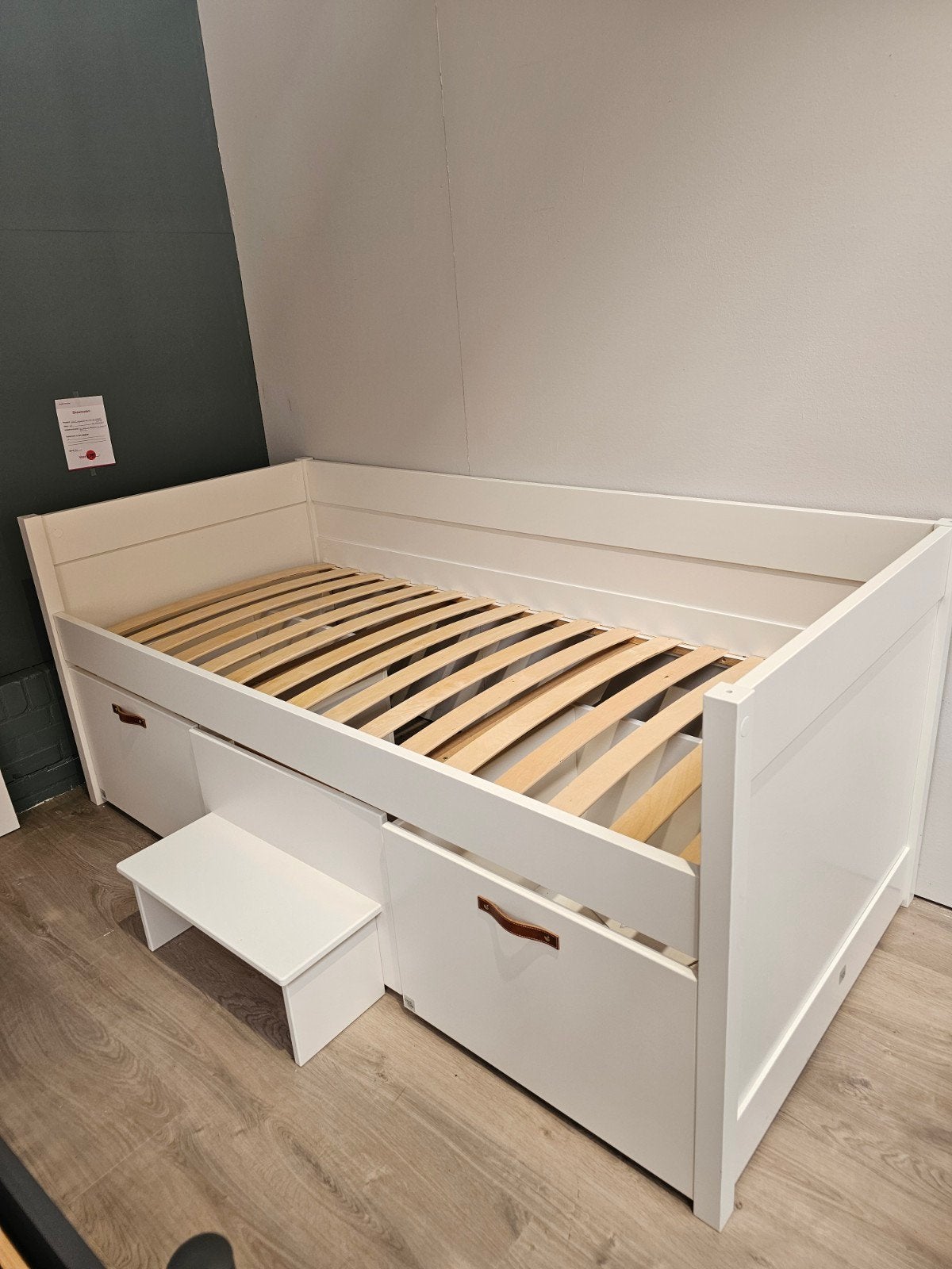 Coolkids kajuitbed 90x200 inclusief opbergbak + opstapje wit, Ophalen, 85 tot 100 cm, Zo goed als nieuw, Lattenbodem