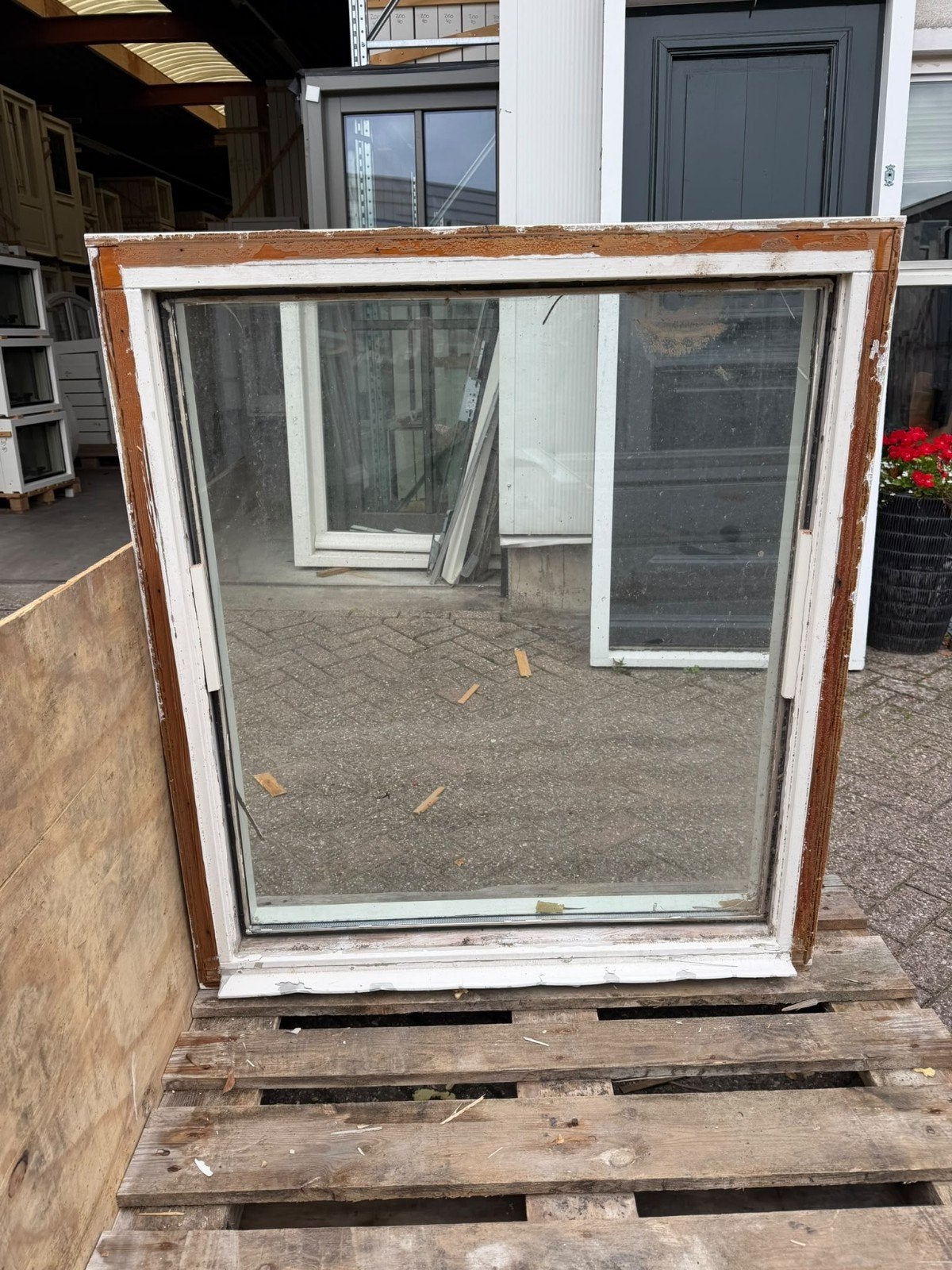 4 x red ceder raamkozijnjes, Gevelraam of Ruit, Gebruikt, 80 tot 120 cm, Dubbelglas
