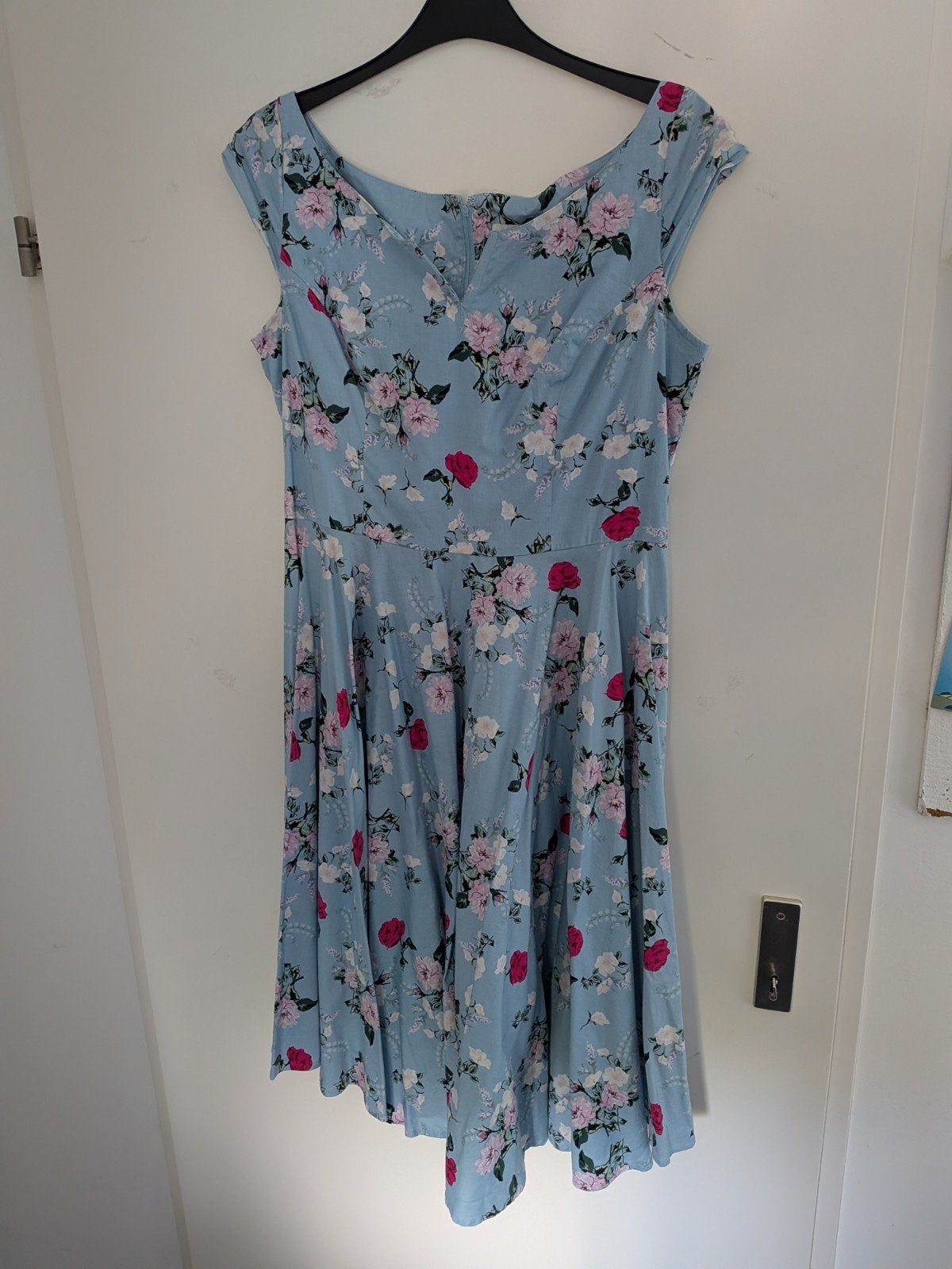 Hell Bunny Vixen jurk met bloemenprint - Maat XL, Hell Bunny Vixen, Blauw, Maat 46/48 (XL) of groter, Ophalen of Verzenden