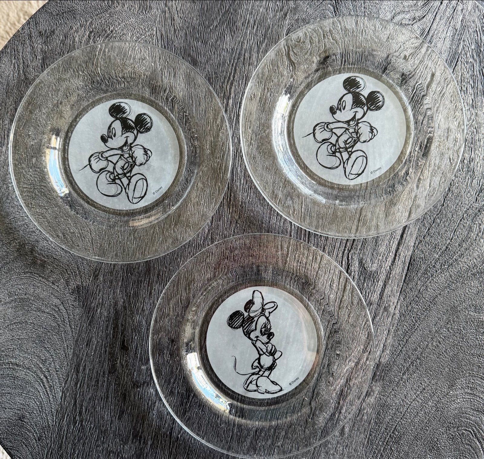 Set van 3 Disney borden - Mickey & Minnie Mouse, Huis en Inrichting, Gebruikt, Overige merken, Ophalen of Verzenden, Glas