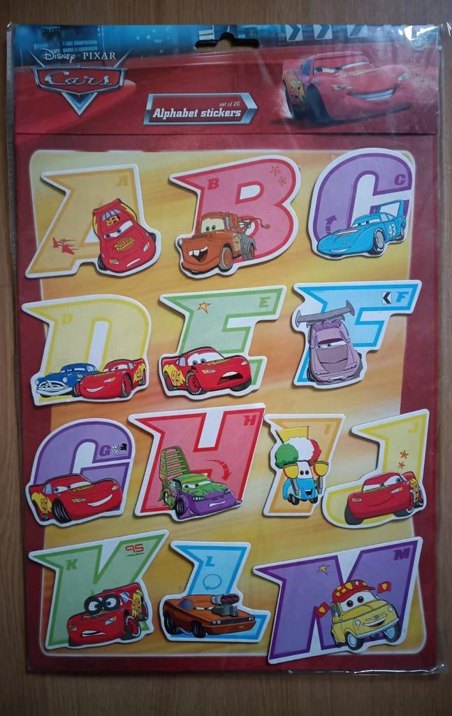 Cars Alfabet Letters (8 cm hoog) nieuw, Ophalen of Verzenden, Nieuw, Meerdere stickers