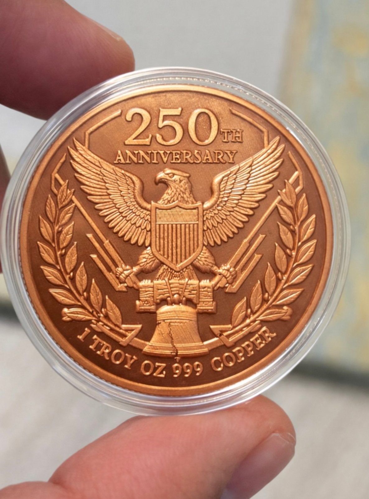 Herdenkingsmunt 250 Jaar VS Liberty 1 troy oz koper 999, Ophalen of Verzenden, Losse munt