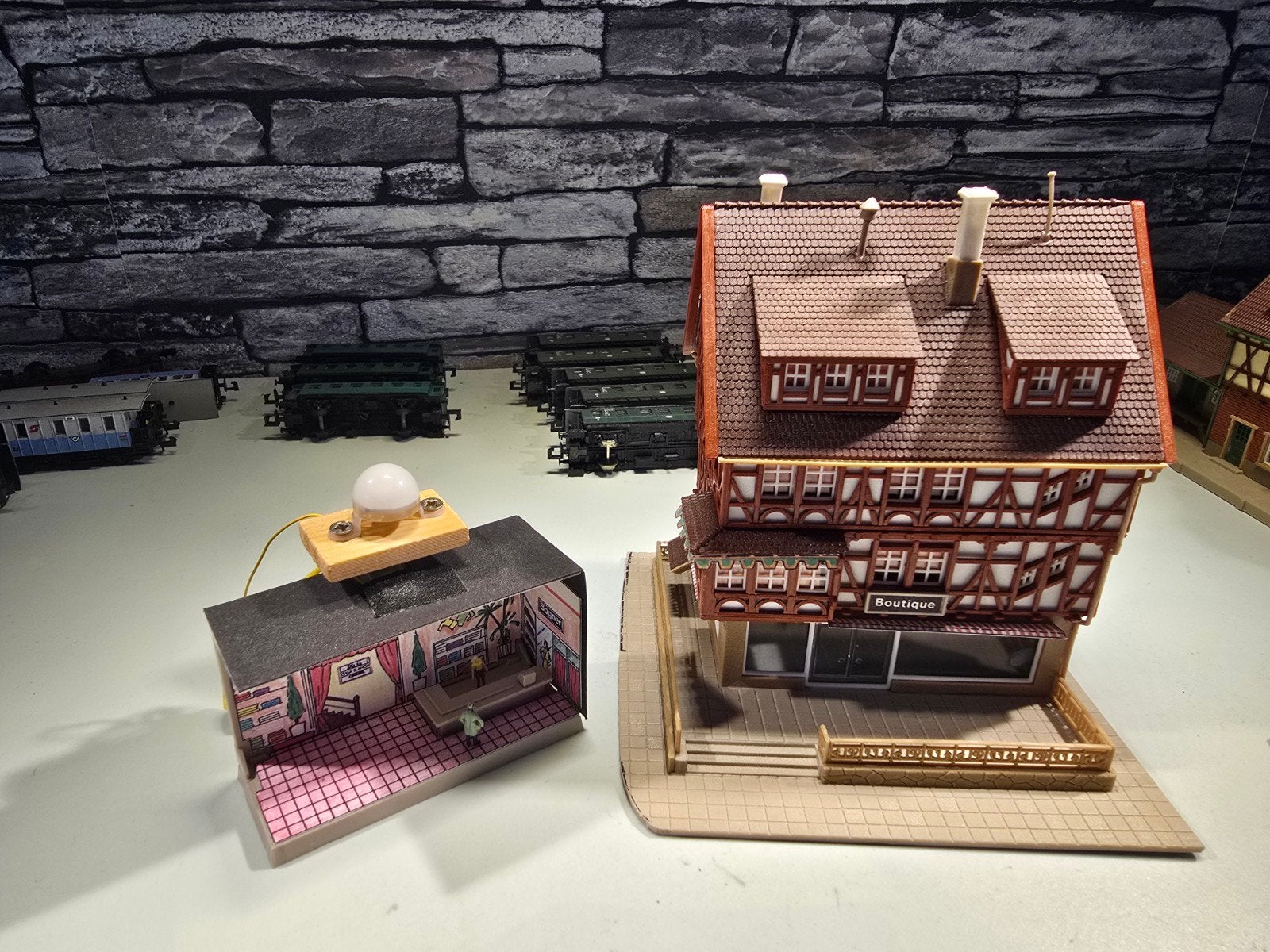 vakwerkhuis boutique N spoor modeltrein 1:160, Overige merken, Gebruikt, Gelijkstroom of Wisselstroom, Brug, Tunnel of Gebouw