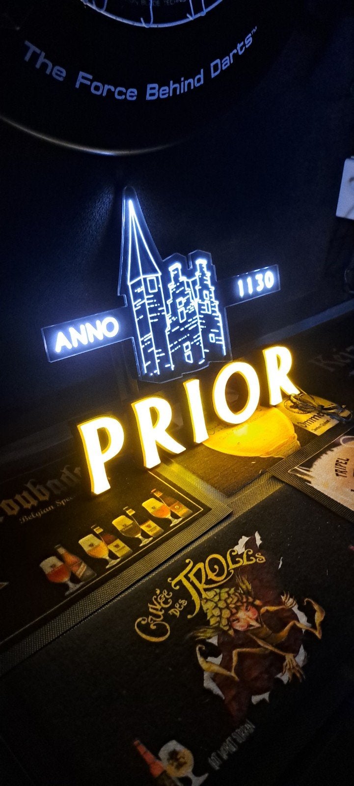 Nette LED reclameverlichting 'PRIOR ANNO 1130', Verzamelen, Ophalen of Verzenden, Zo goed als nieuw