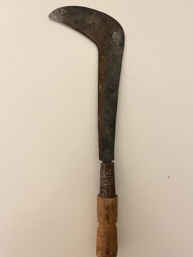 Vintage sikkel met houten handvat, Ophalen of Verzenden