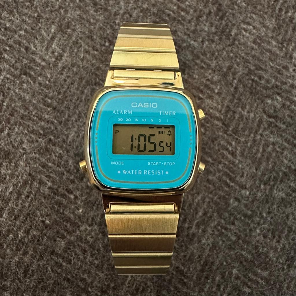 Casio LA670 Turkoois Turquoise Goud Horloge Dameshorloge, Overige merken, Staal, Staal, Verzenden