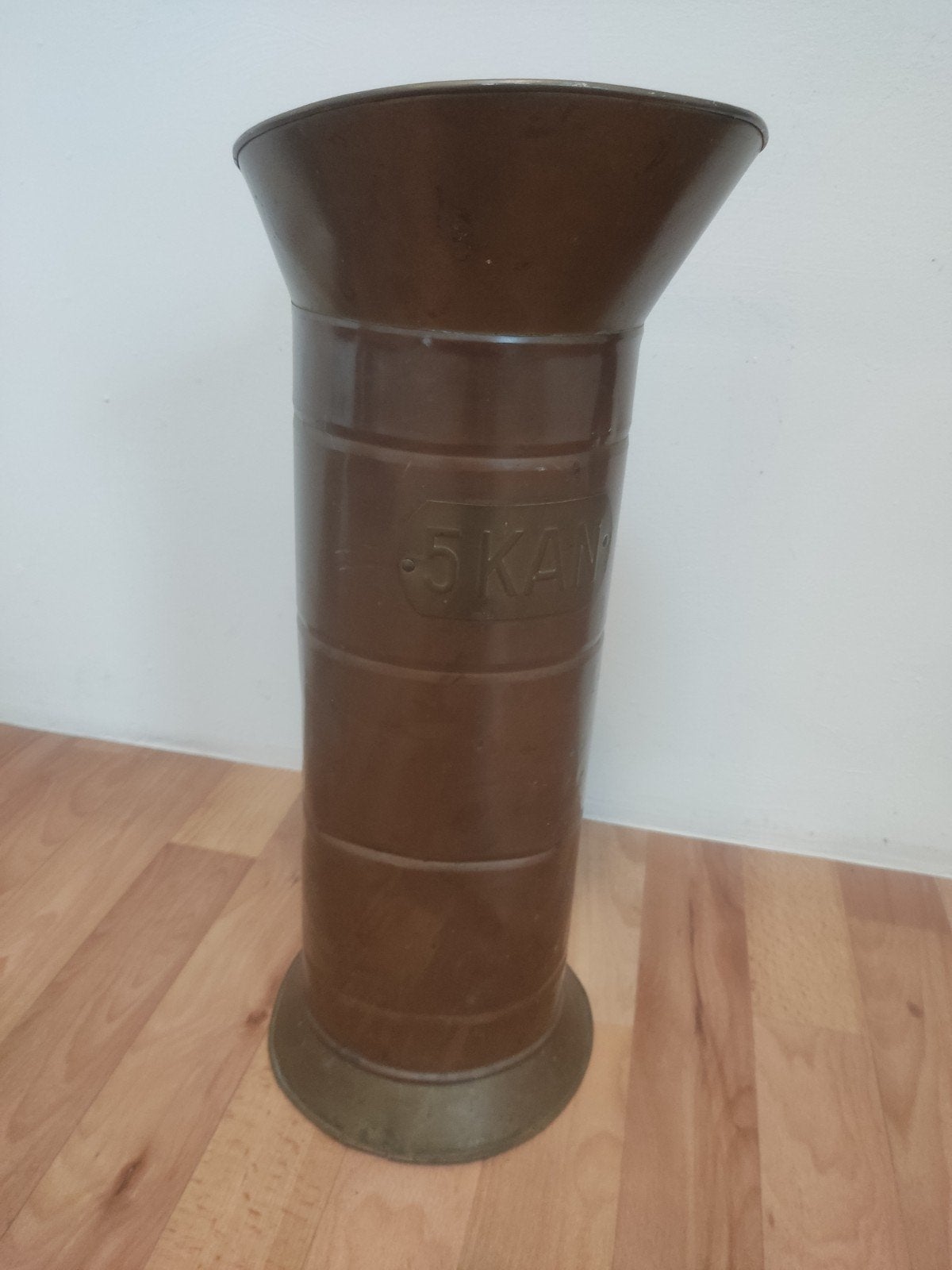 Antieke koperen 5-kan paraplubak, 50 cm hoog, Ophalen of Verzenden, Koper