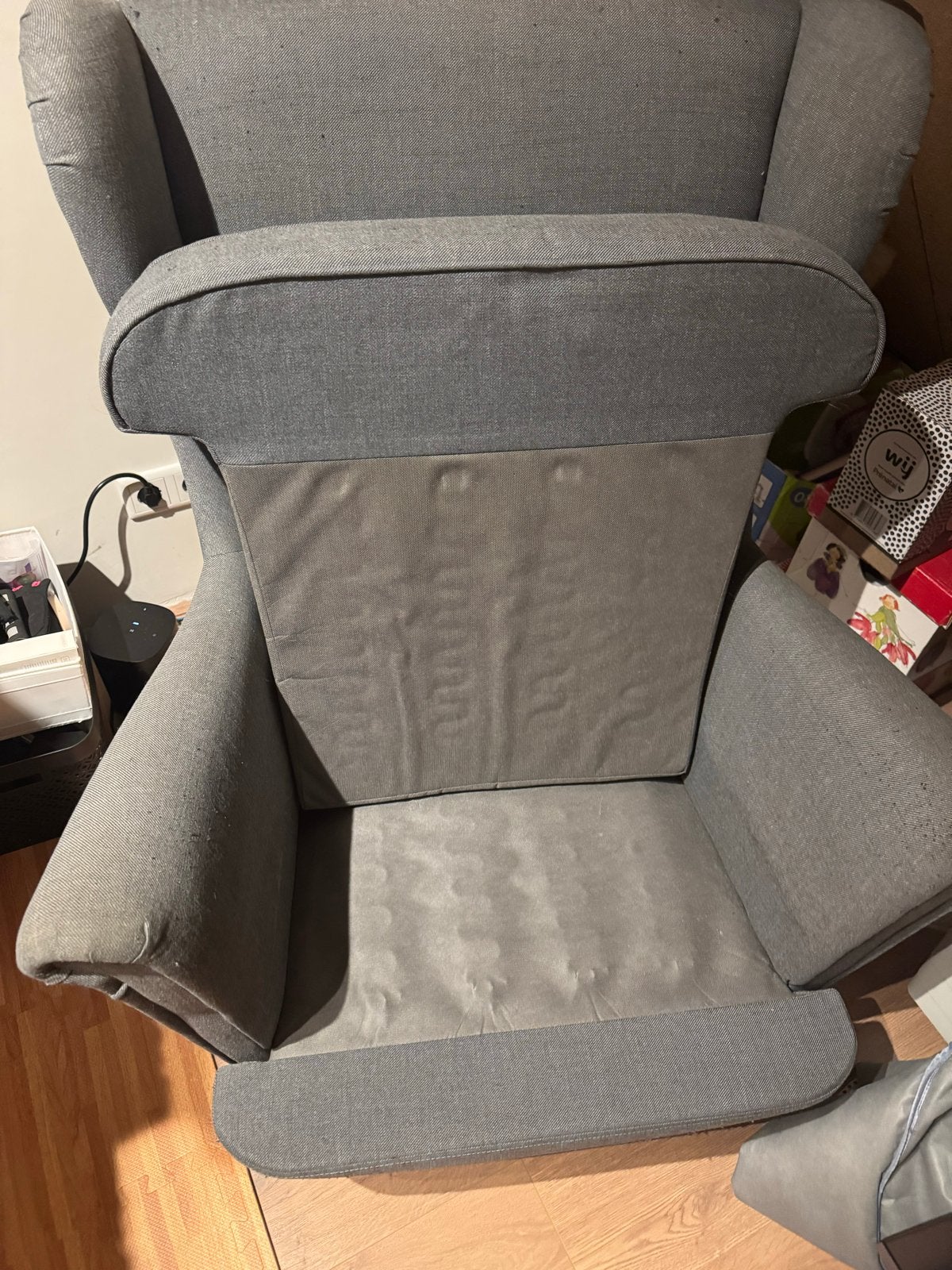 IKEA strandmon Grijze fauteuil, Huis en Inrichting, Ophalen, Gebruikt, Stof, 75 tot 100 cm